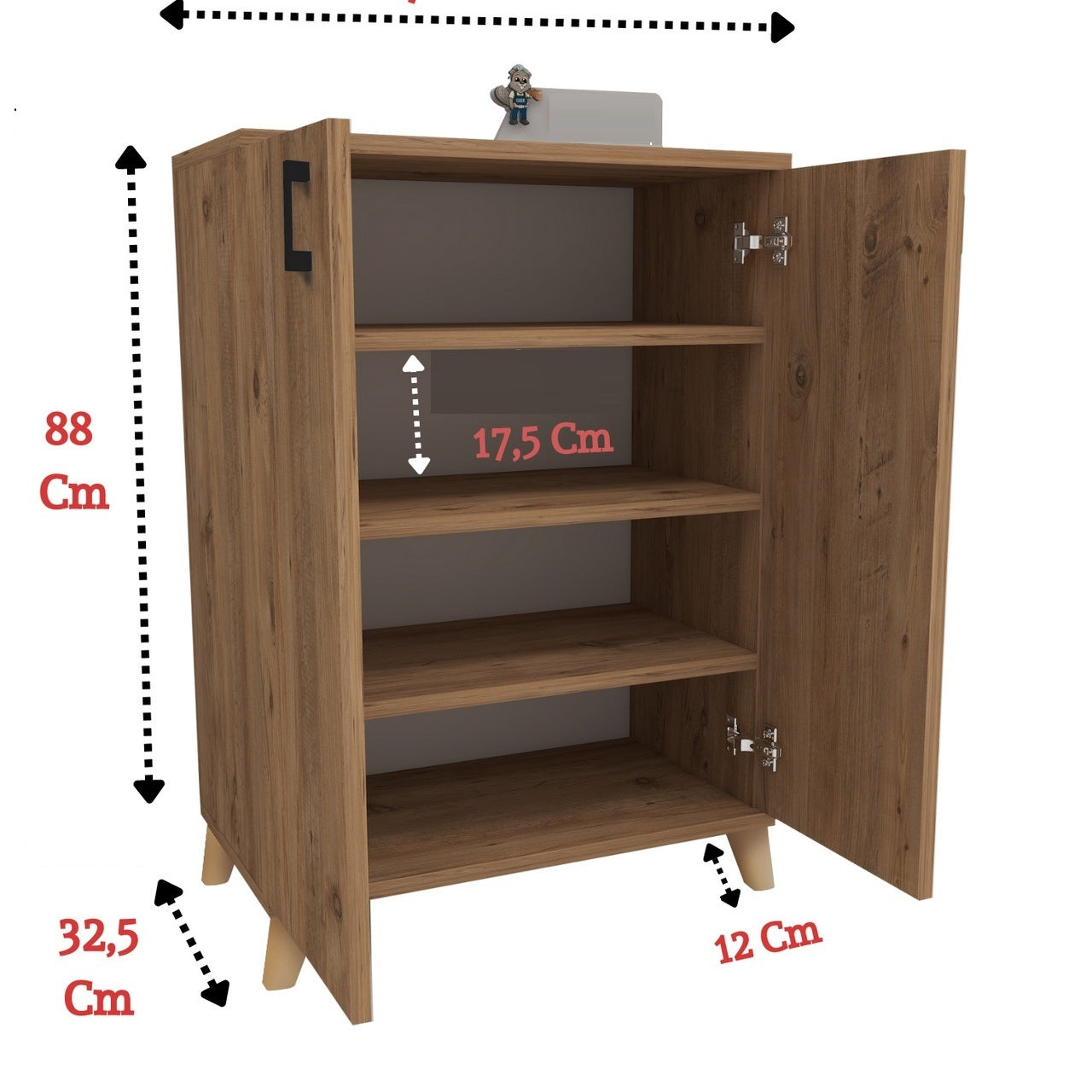 Dulap de depozitare multifunctional cu 2 uși și 4 rafturi, 72x32,5x88 cm