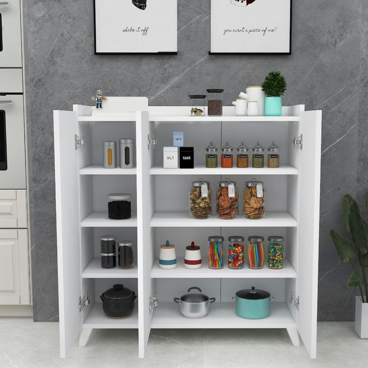 Dulap multifunctional cu 3 usi, Design scandinav modern 103.5 x 90 x 30cm