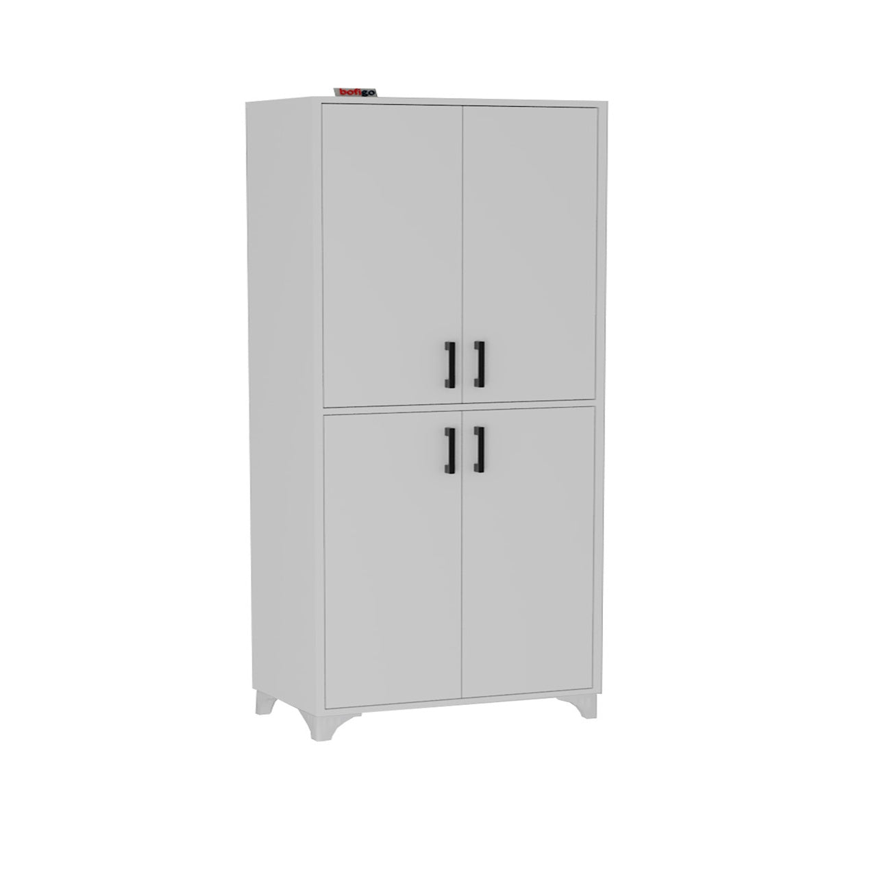 Dulap multifuncțional cu 4 uși și 6 compartimente, 62x36x186 cm, alb