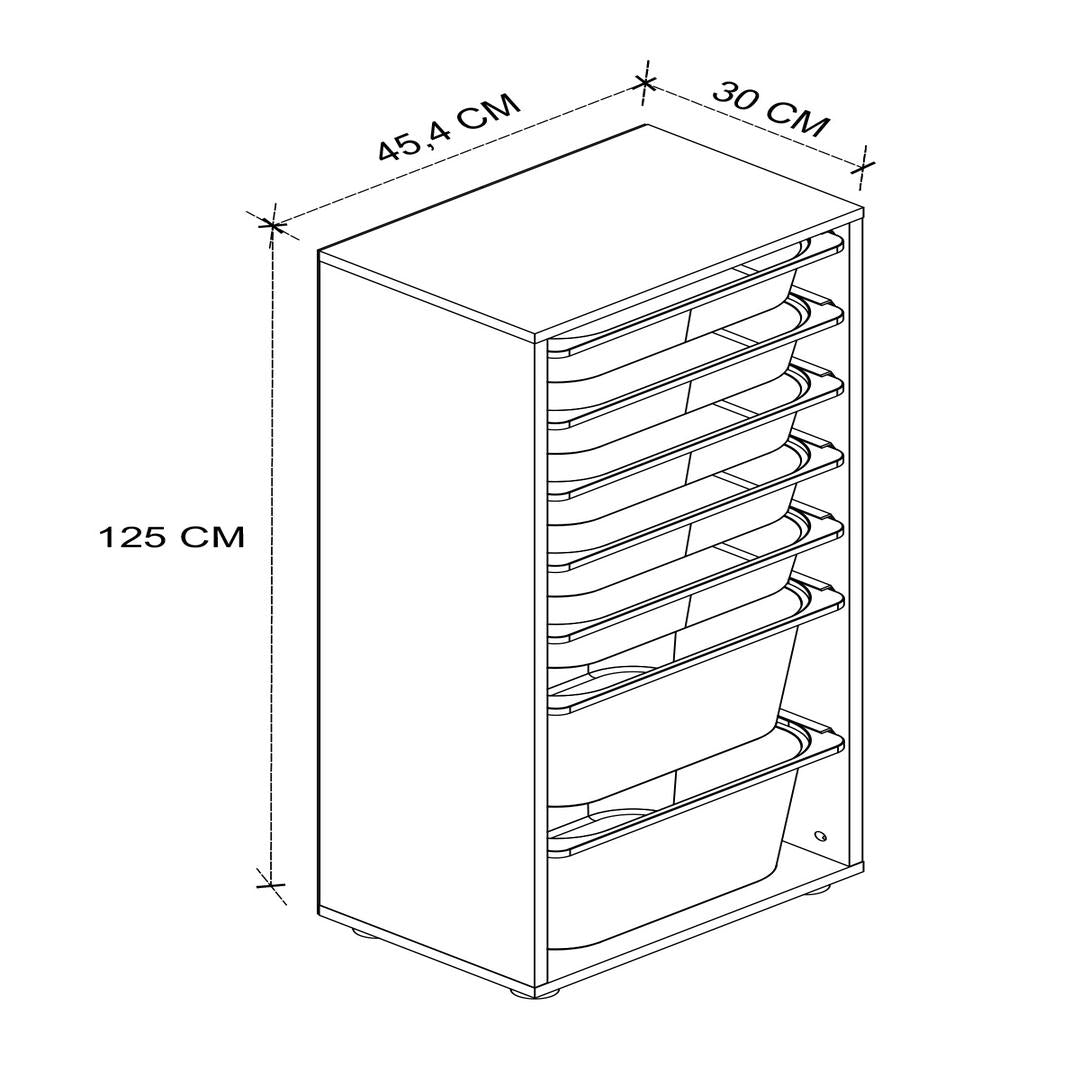 Dulap Multifuncțional cu 7 Coșuri, 125x45,4x30 cm