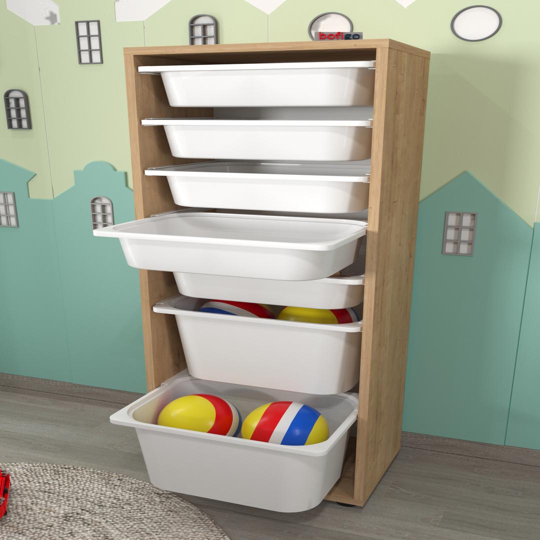 Dulap Multifuncțional cu 7 Coșuri, 125x45,4x30 cm