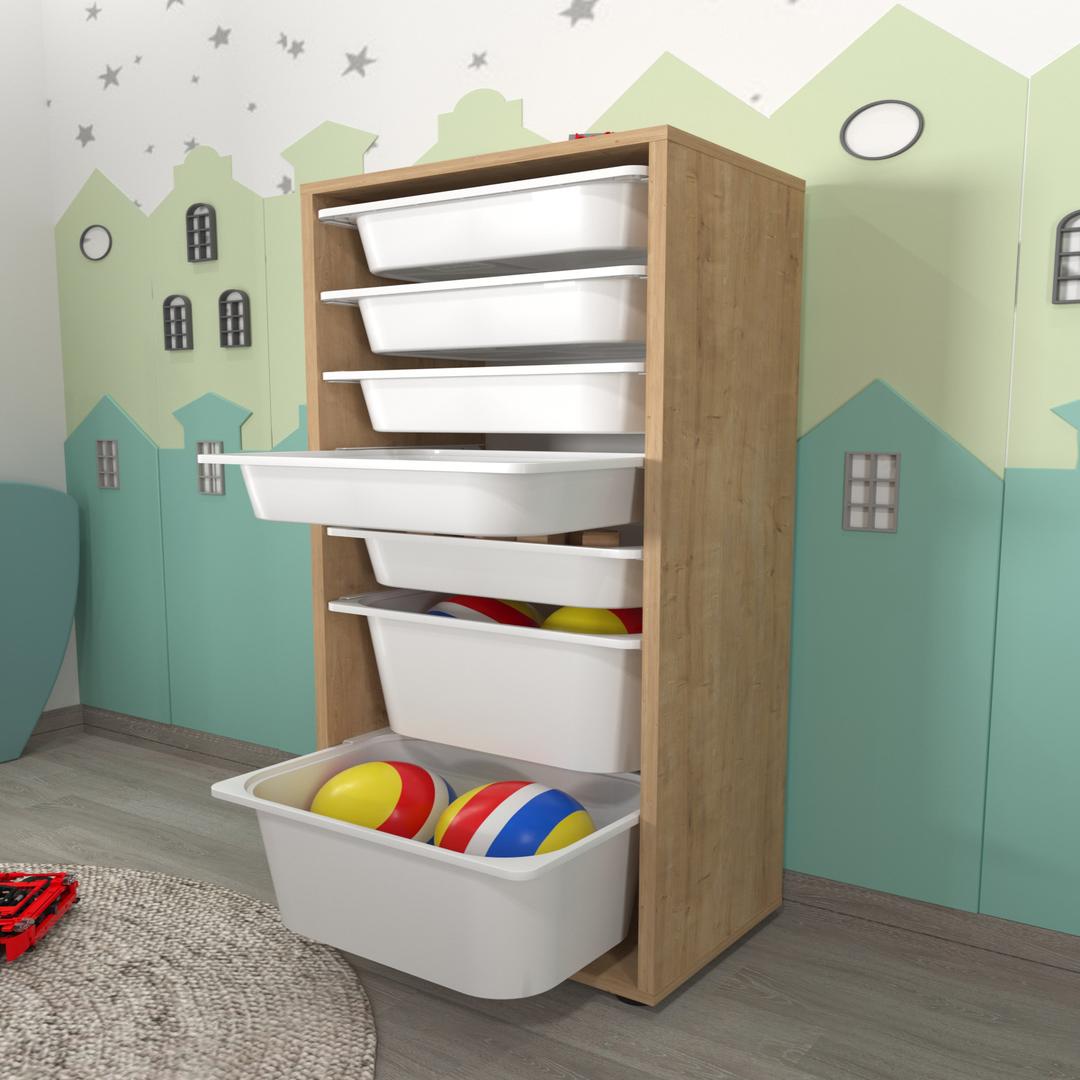 Dulap Multifuncțional cu 7 Coșuri, 125x45,4x30 cm