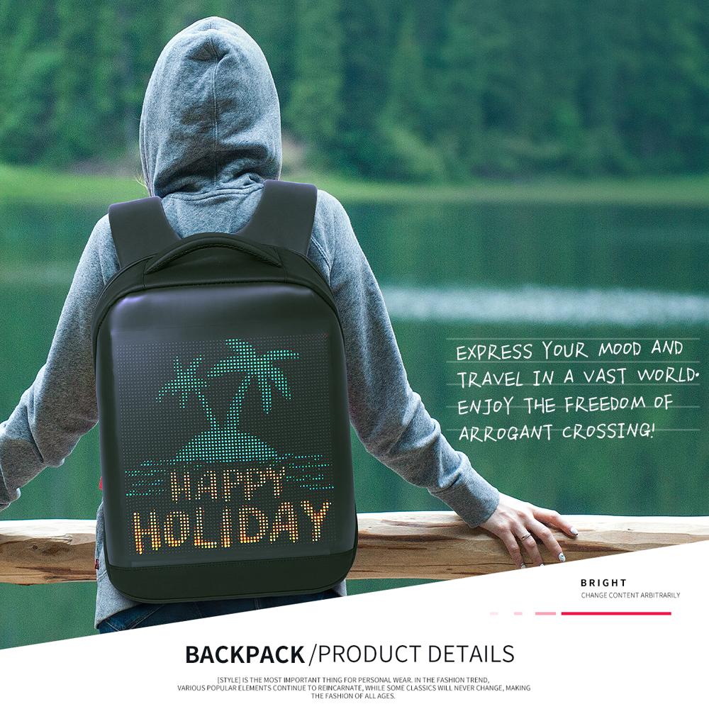 Ghiozdan Smart cu Display LED, WiFi, USB, 23L – Rezistent la Apa, incarcare USB