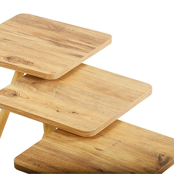 Set 3 masute decorative cu picioare din lemn 34x34 cm, 3 inaltimi (41 / 45 / 49 cm)