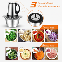 Tocator electric carne si legume, 4 lame inox, 2 viteze, capacitate mare, bol inox - imagine 3