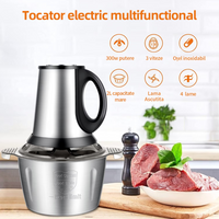 Tocator electric carne si legume, 4 lame inox, 2 viteze, capacitate mare, bol inox - imagine 2
