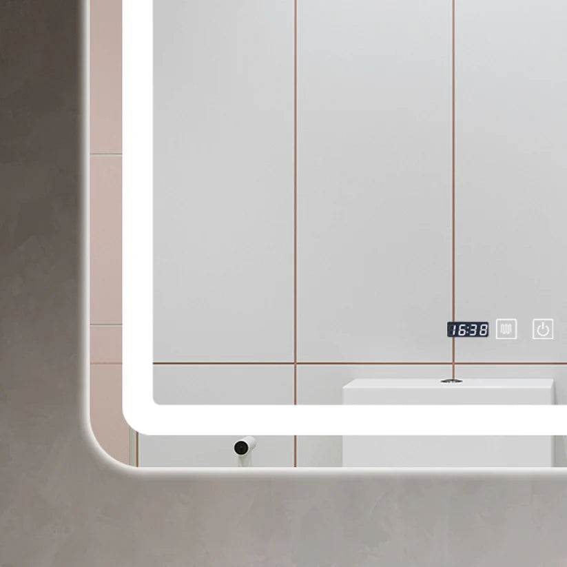 Oglinda LED pentru baie 60x80 cm, sistem Dezaburire, Senzor Touch, Ceas, Trei Tipuri de Lumina