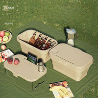 Lighean pliabil 2 in 1 cu masuta picnic, 8 L, 45 x 28.5 x 23.5/9.5 cm, bej - imagine 6
