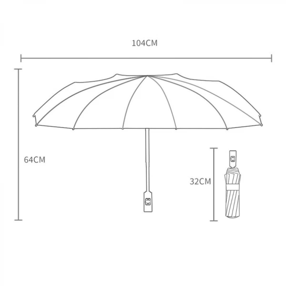 Umbrela telescopica automata, impermeabila, protective UV, rezistenta la vant, 104 cm