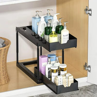 Raft de depozitare sub chiuveta, 2 nivele, multifunctional - imagine 9