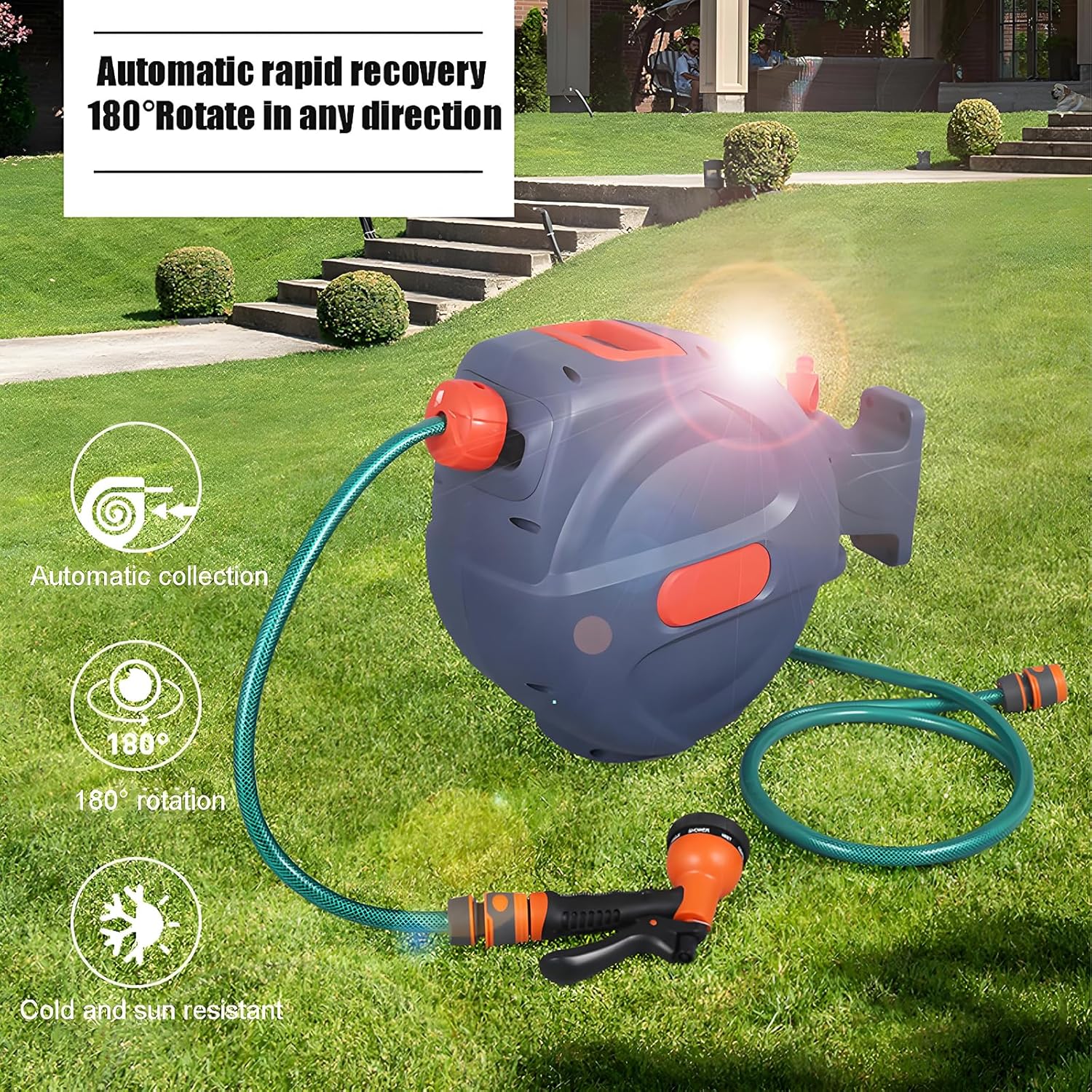 Tambur de furtun retractabil automat, perete‑montabil – variante 20 m / 30 m