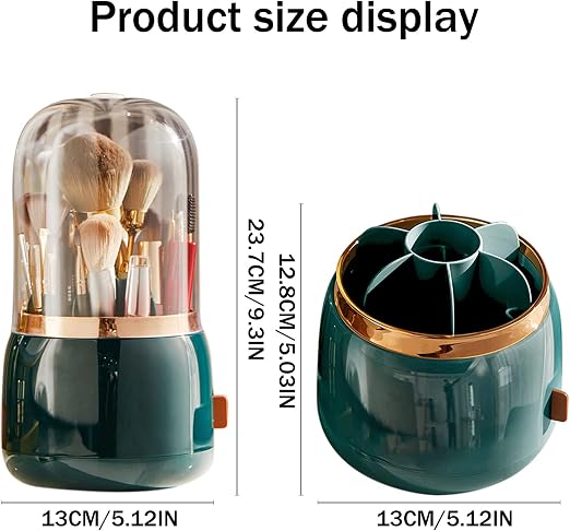 Cozevdnt Cutie Depozitare Pensule Machiaj Rotativa Capac Transparent Organizator - detaliu produs