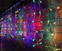 Instalatie Craciun 13 metri turturi, franjuri inegali cu 300 LED-uri, alimentare solara - imagine 8
