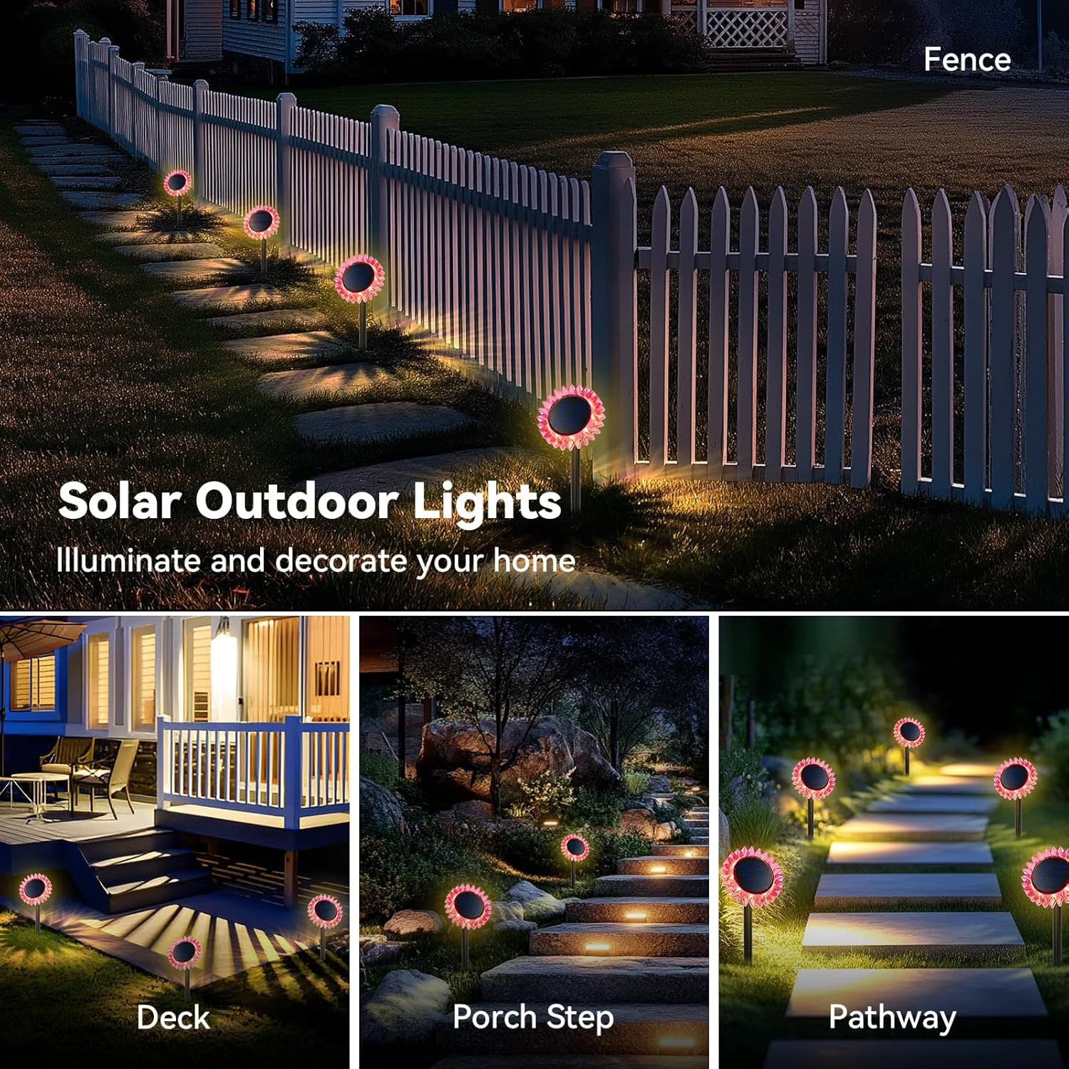 Lampa Solara de Gradina Floarea-soarelui LED Iluminare Automata Decorativa - detaliu produs