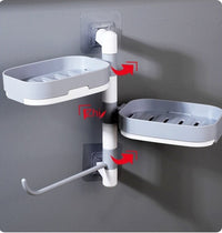 Suport dublu pentru sapun si lavete tip sertar rotativ alb-gri - imagine 5
