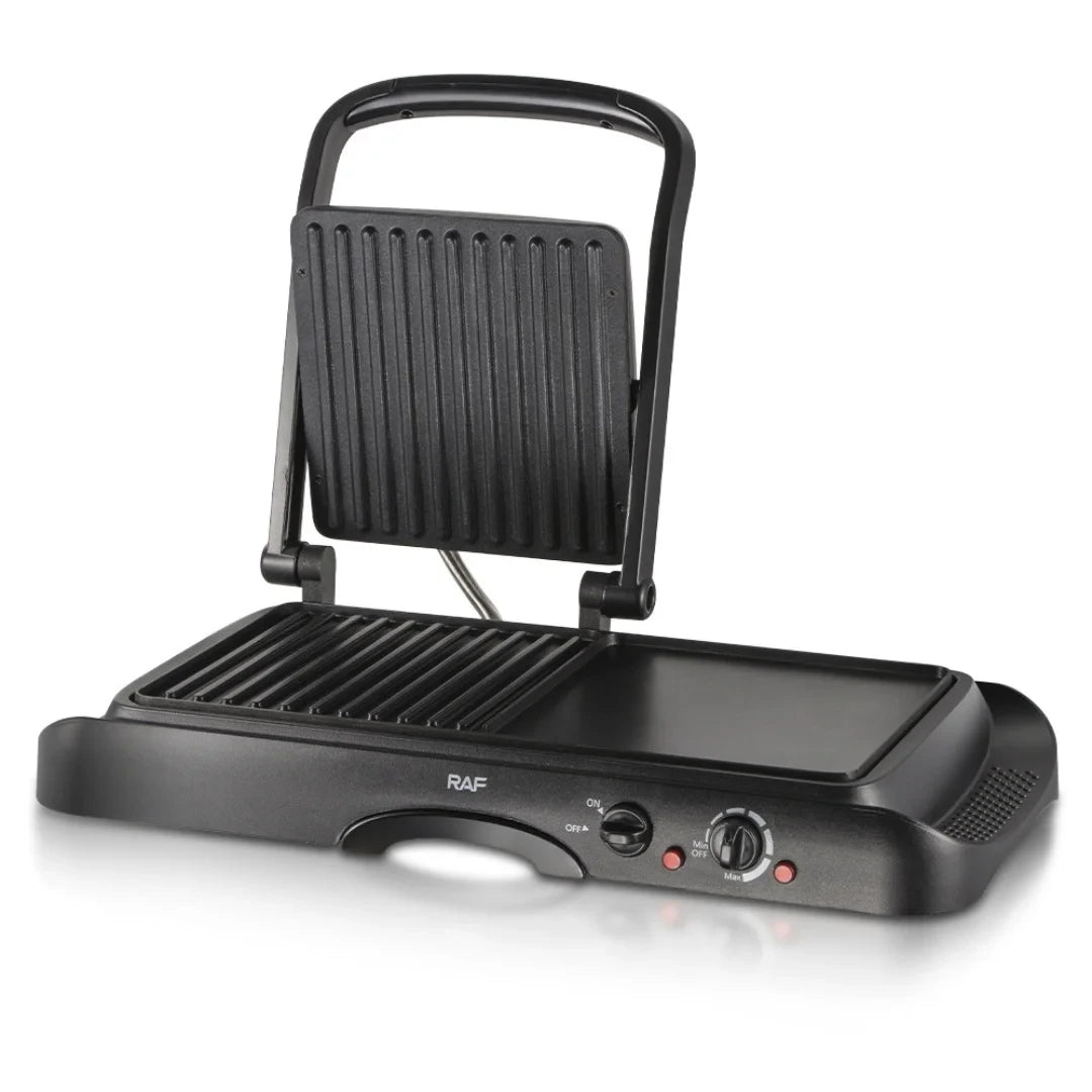 Grill și plită electrică 2 în 1 RAF R.2695 – Putere 1600W, suprafata antiaderenta, temperatura reglabila, culoare negru