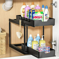Raft de depozitare sub chiuveta, 2 nivele, multifunctional - imagine 11