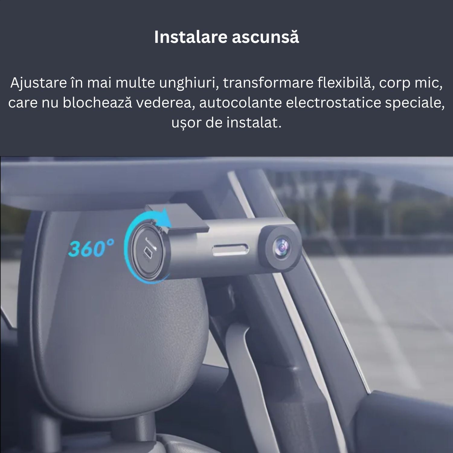 Camera auto DVR duala 4K fata + 1080P spate, WiFi, senzor G, unghi 140°, modul parcare 24H, ecran 1.5 inch