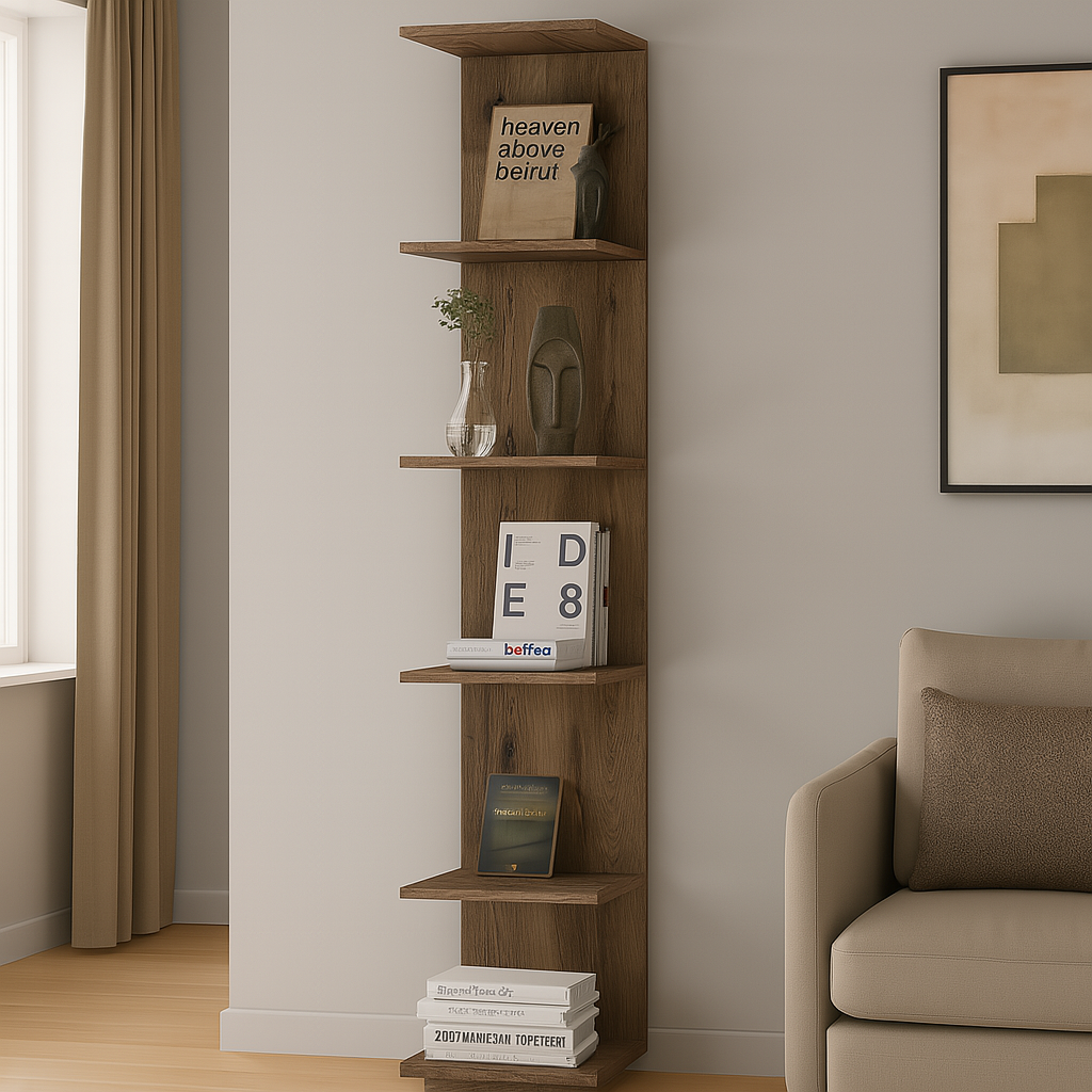 Bibliotecă de perete, 5 rafturi, design modern și compact, 180x34.6x31.5 cm