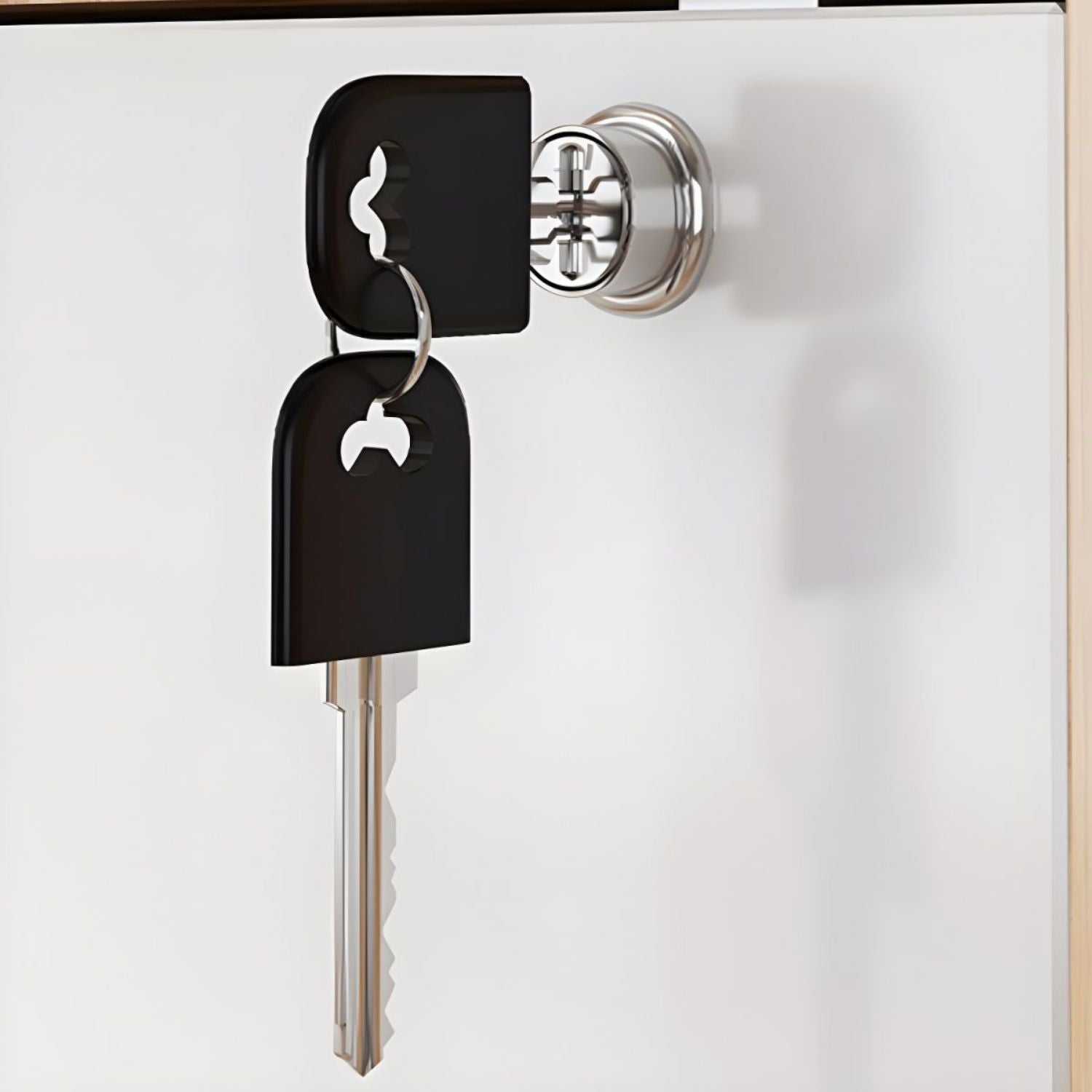 Dulap birou cu 3 sertare și încuietoare, rafturi și roți incluse – natur/alb, 60x37x57 cm