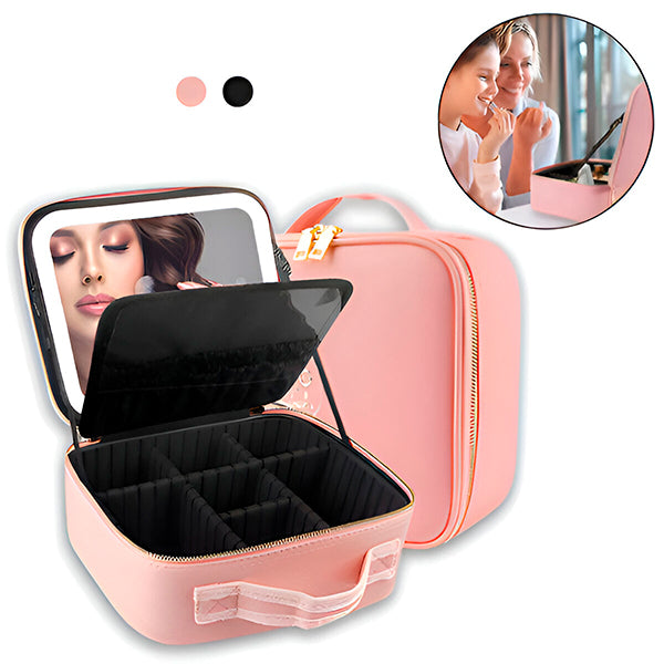 Geanta Cosmetica Pentru Make-up cu Oglinda LED cu Touch, 26x23x11 cm