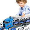 Camion Transport Masini Politie cu 6 Masinute Metalice Lansator Rampa si Compartimente Jucarie Copii