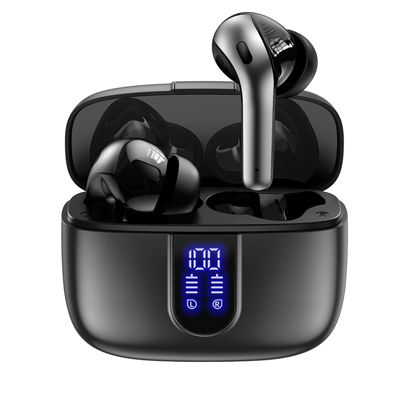Casti Wireless In-Ear Bluetooth 5.4 Rezistente la Apa cu Display Baterie si Fast Pairing
