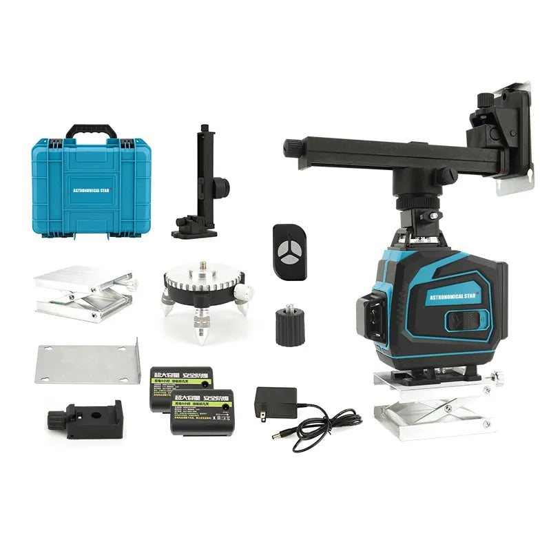 Kit Nivela Laser, autonivelare, telecomanda, linii verzi, 4x360°, trepied inclus