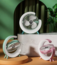 Mini ventilator de birou rotund cu LED RGB - imagine 6