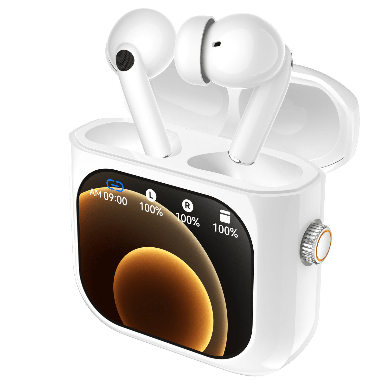 Casti Wireless Bluetooth cu Control Touch si Ecran LCD 2.01 inch, ANC, 512MB Stocare