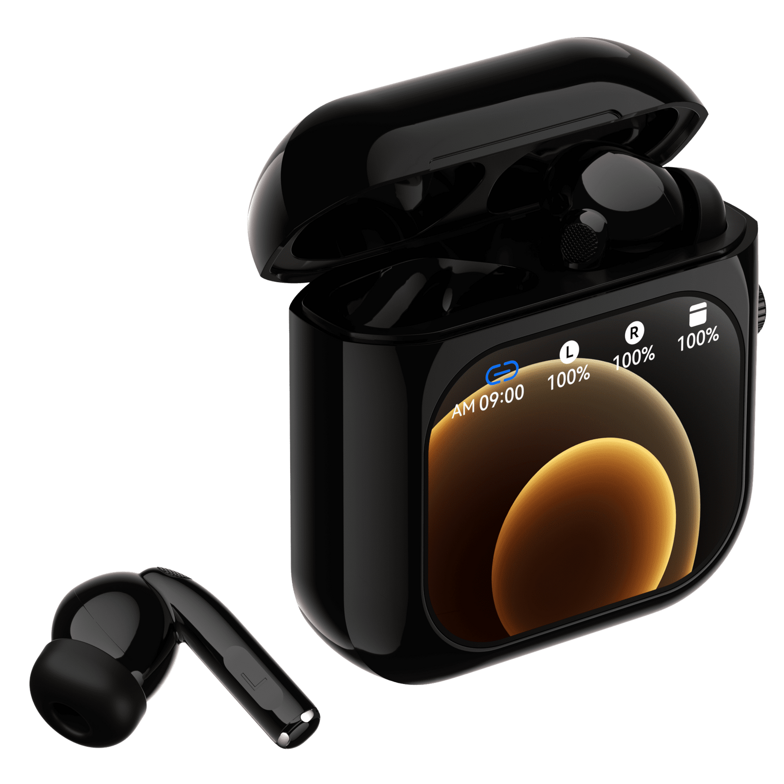 Casti Wireless Bluetooth cu Control Touch si Ecran LCD 2.01 inch, ANC, 512MB Stocare