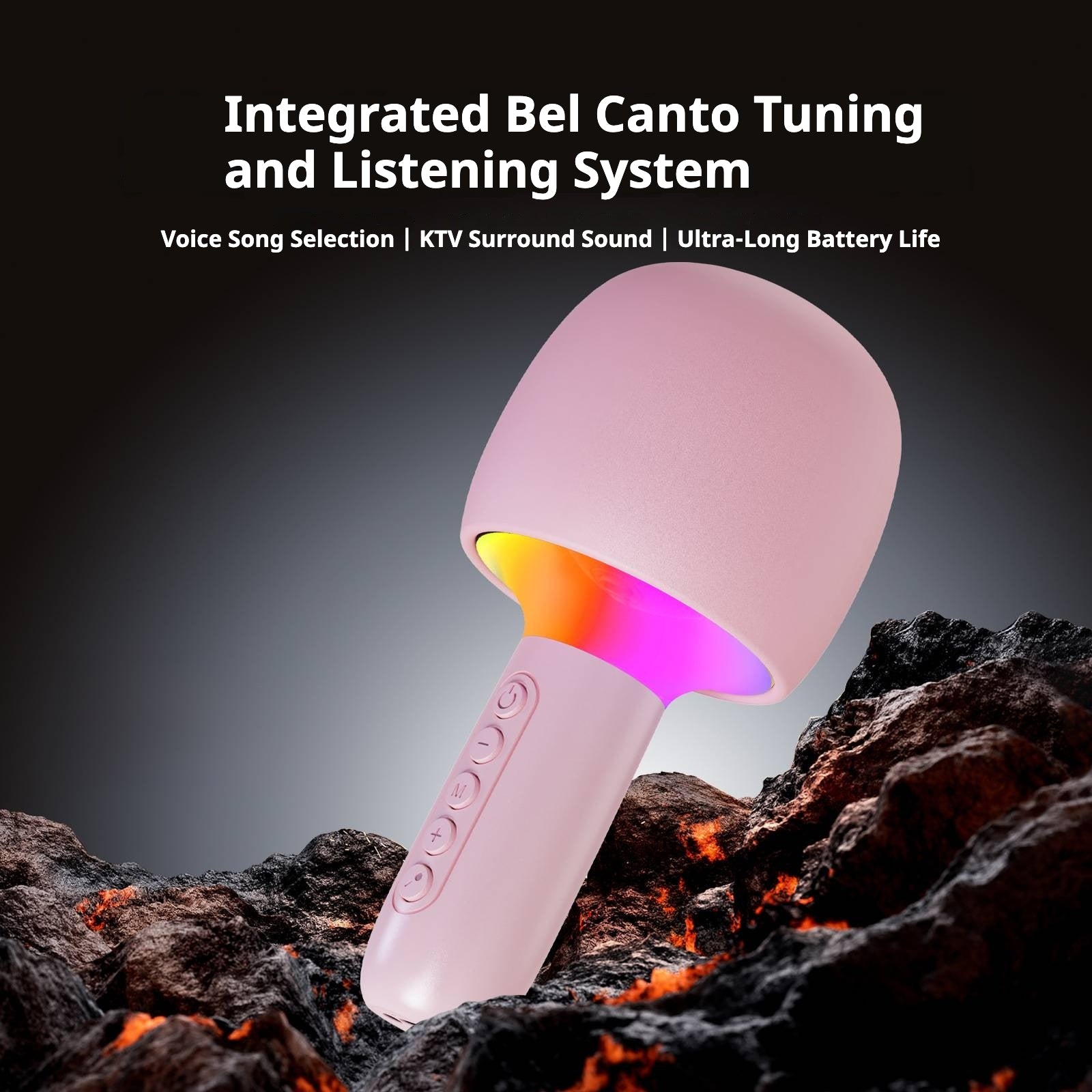 Microfon Karaoke Wireless cu Boxa si LED RGB OKOP KP-M110 – 5W