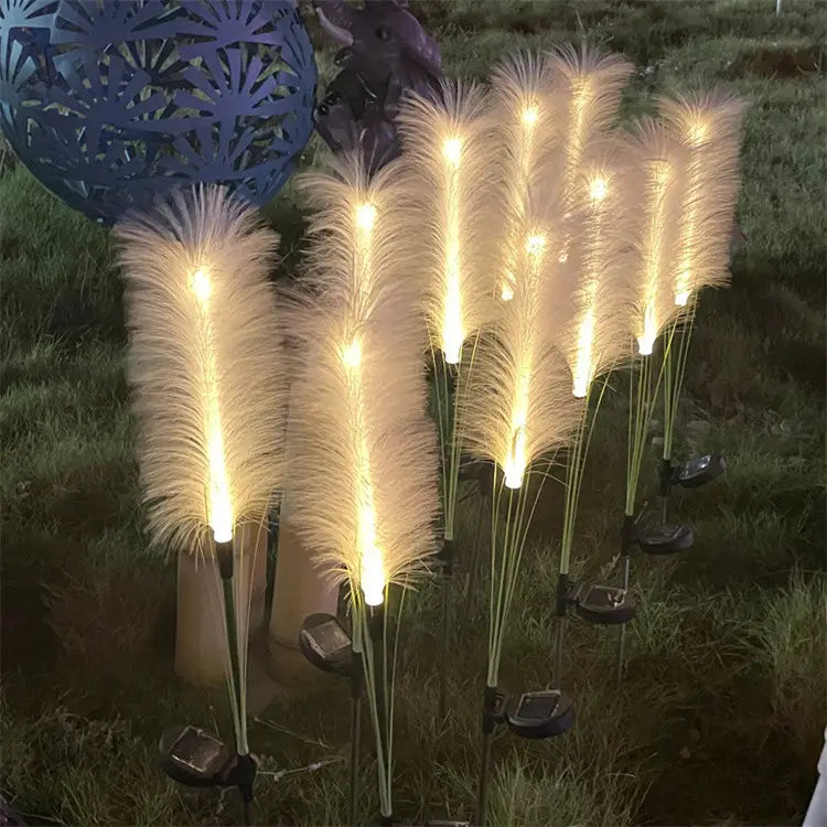 Set 2 lampi solare tip stuf de pampas pentru gradina