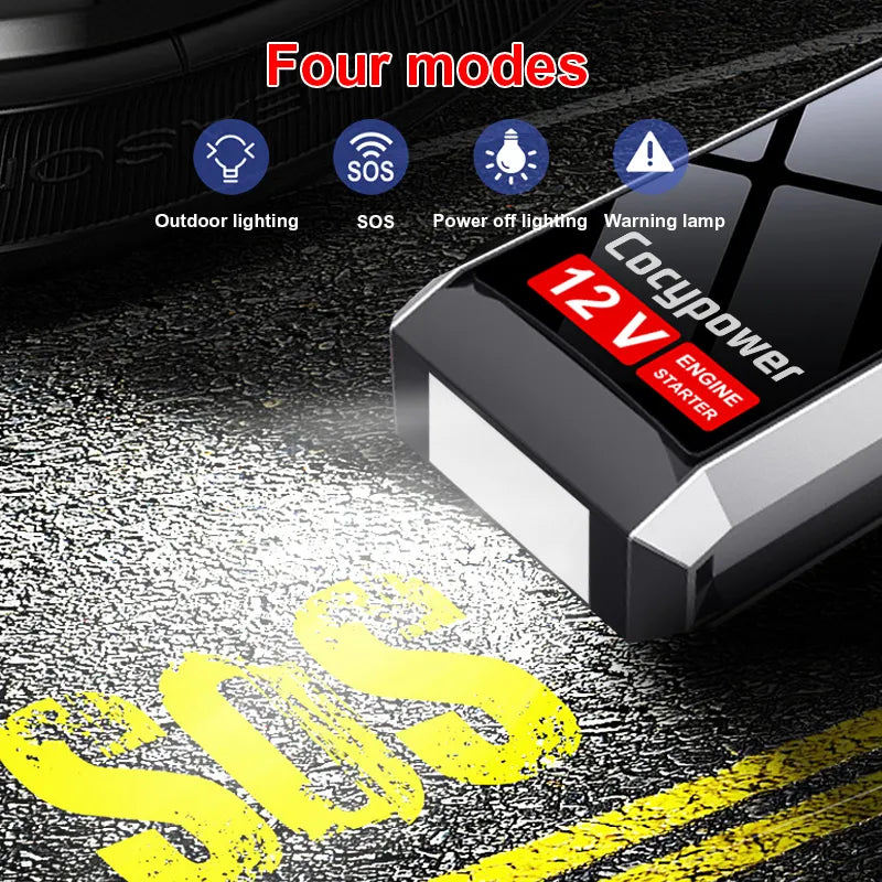 Robot Pornire Auto Portabil 4000A, Jump Starter 12V cu Acumulator 30000mAh, Ecran LCD si Port USB