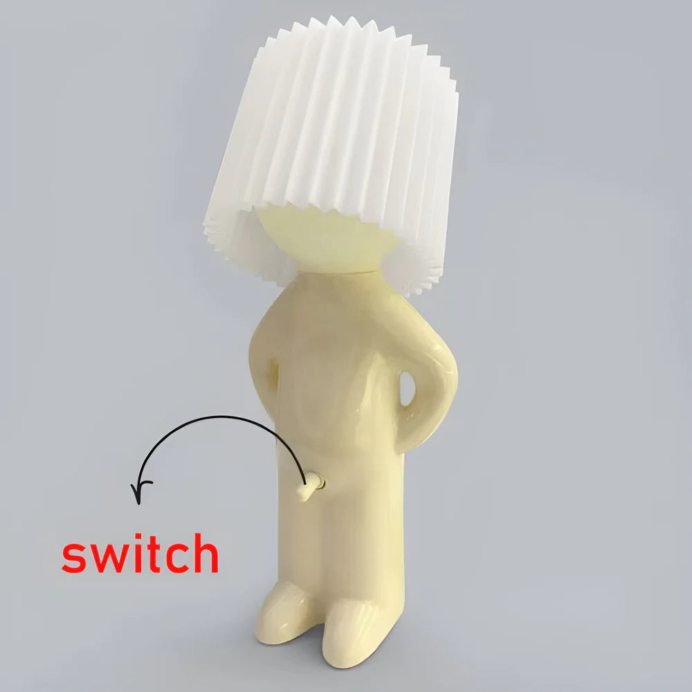 Lampa de birou „Little Shy Man” – Design creativ cu LED cald, pentru decor amuzant și modern