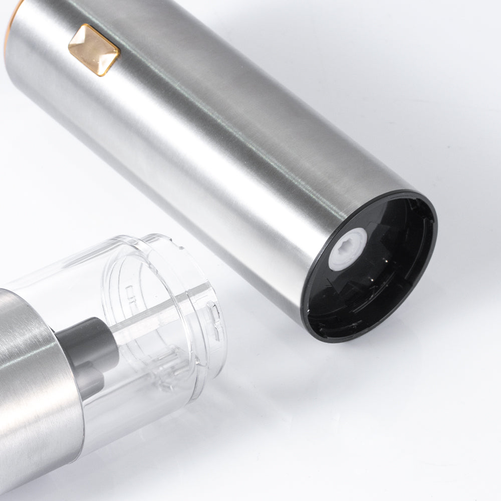 Rasnita electrica sare si piper din otel inoxidabil cu camere depozitare transparente