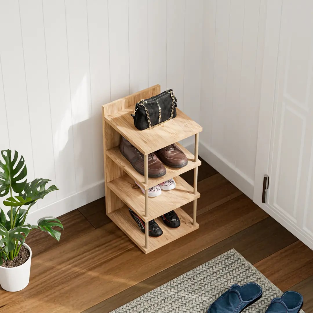 Organizator de pantofi cu 4 polițe din PAL melaminat, 60 x 29 x 30 cm