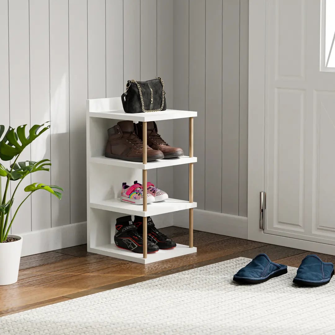 Organizator de pantofi cu 4 polițe din PAL melaminat, 60 x 29 x 30 cm