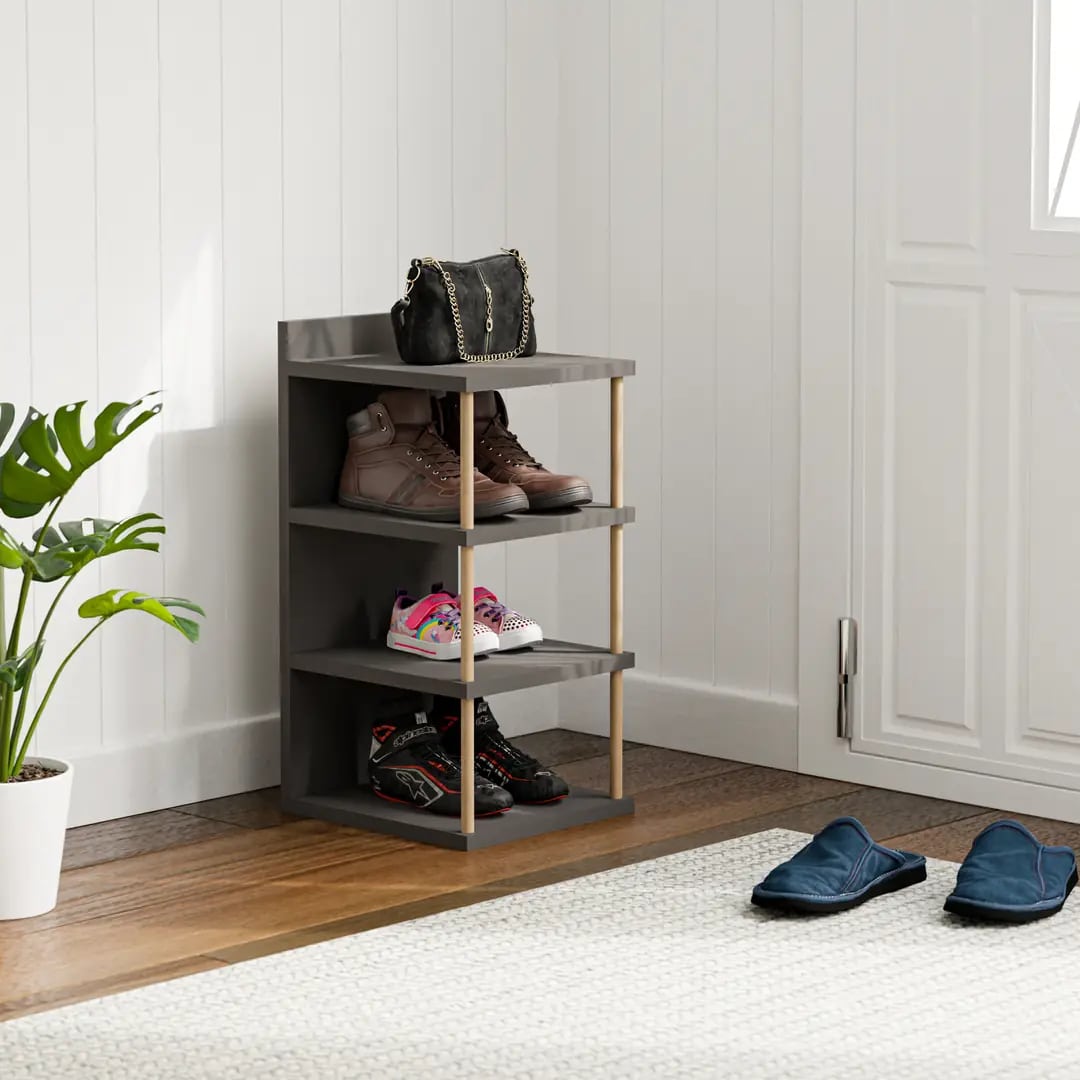 Organizator de pantofi cu 4 polițe din PAL melaminat, 60 x 29 x 30 cm