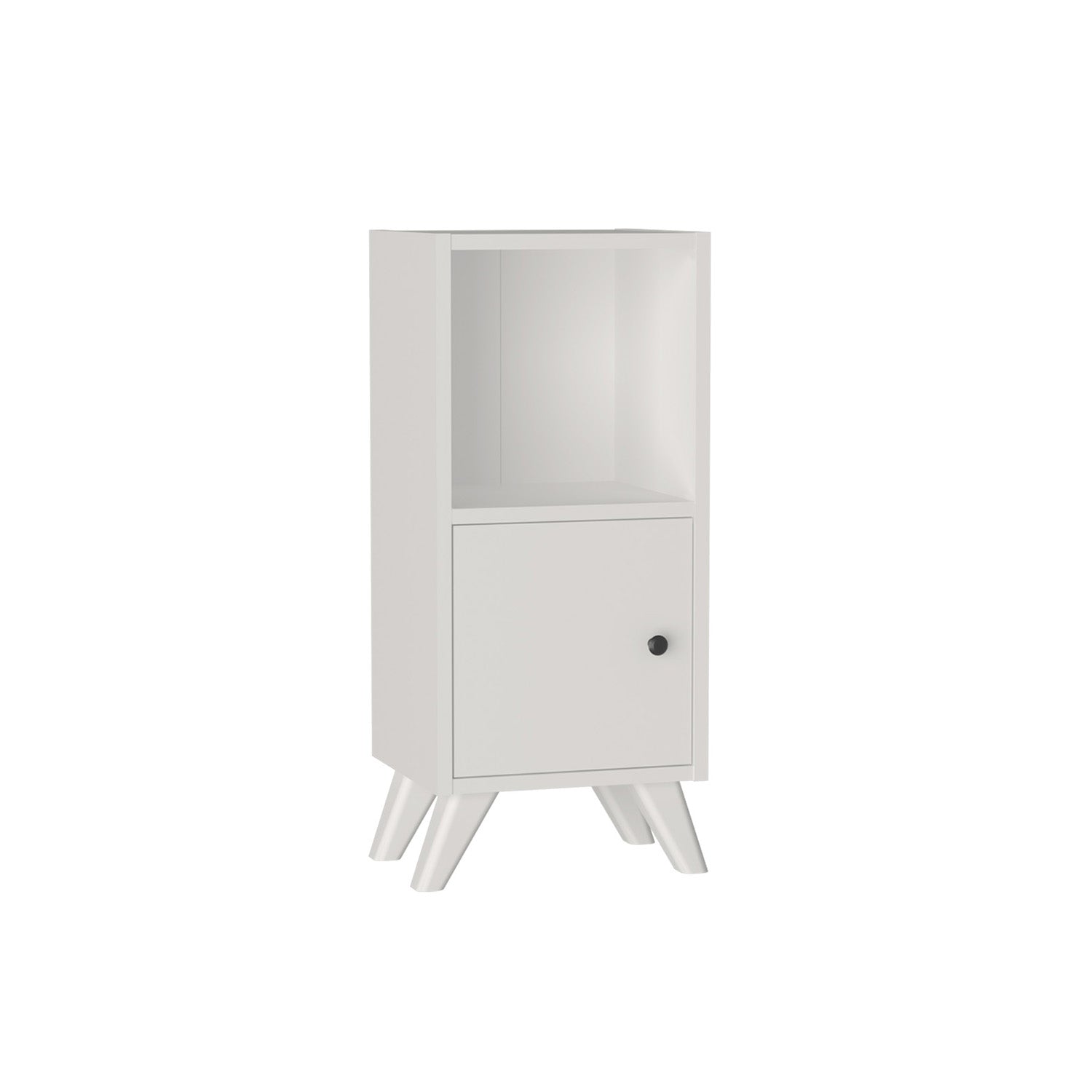 Noptiera Corfu compacta cu sertar si raft, noptiera dormitor 78 x 34 x 30 cm, PAL melaminat 18 mm clasa E1, design minimalist ideal pentru dormitoare mici, montaj rapid fara unelte speciale, stil modern scandinav