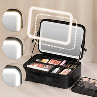 Geanta Cosmetica Pentru Make-up cu Oglinda LED cu Touch, 26x23x11 cm - imagine 2