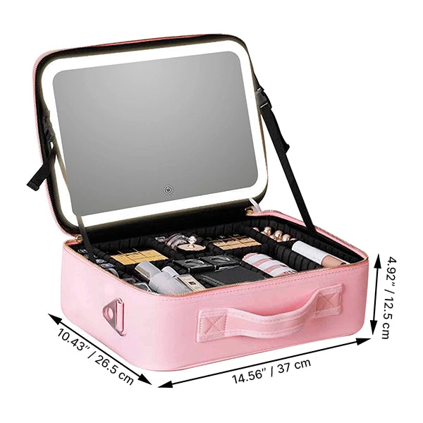 Geanta Cosmetica Pentru Make-up cu Oglinda LED cu Touch, 26x23x11 cm