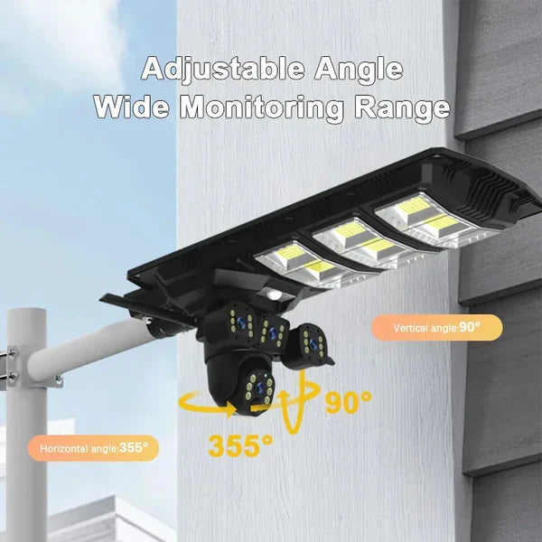 Lampa cu panou solar, 450 W, cu 3 camere supraveghere incorporate, slot sim, 4G, 12MP