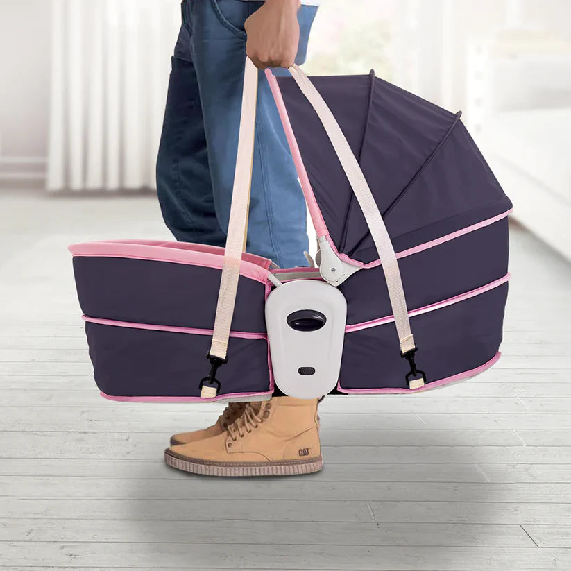 Balansoar 5 in 1 cu vibratii pentru copii si bebelusi, transformabil in landou si scaun copii, cu melodii, Mov