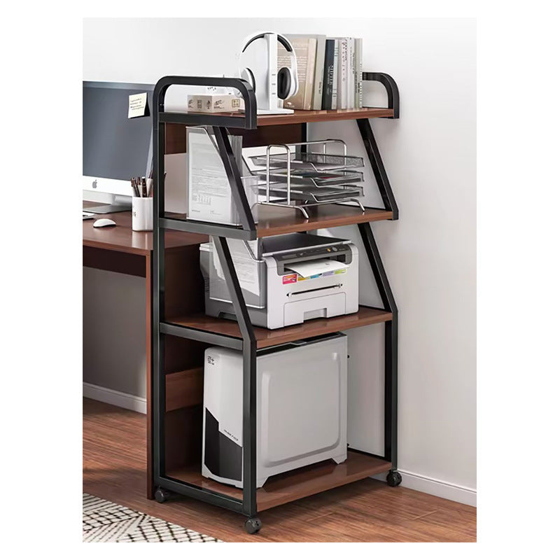 Raft multifunctional cu roti pentru birou, 4 niveluri, cadru metalic, blat MDF, 55x40x131 cm