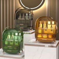 Organizator cosmetice, articole machiaj, bijuterii, cu capac transparent si 3 sertare - imagine 2