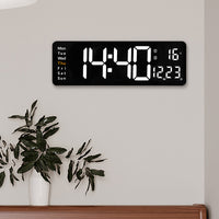 Ceas Digital de Perete cu Afișaj LED Mare 38.7cm – Dată, Temperatură, Alarmă, Ziua Săptămânii, Telecomandă Inclusă - imagine