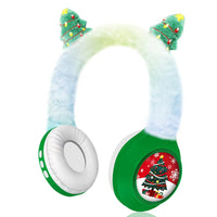 Casti pufoase din plus, Wireless Bluetooth cu urechi model brad de Craciun - imagine 4