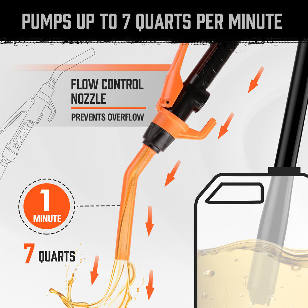 Pompa electrica transfer lichide 97,7 cm – cu furtun 89,9 cm, alimentare pe baterii