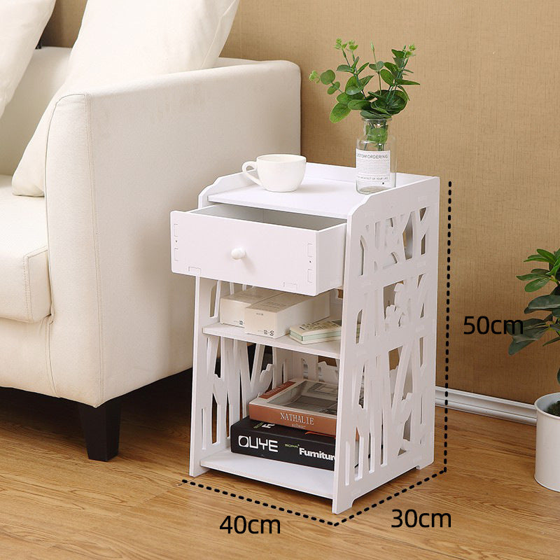 Noptiera alba decorativa, din PVC, 2 polite, 45cm